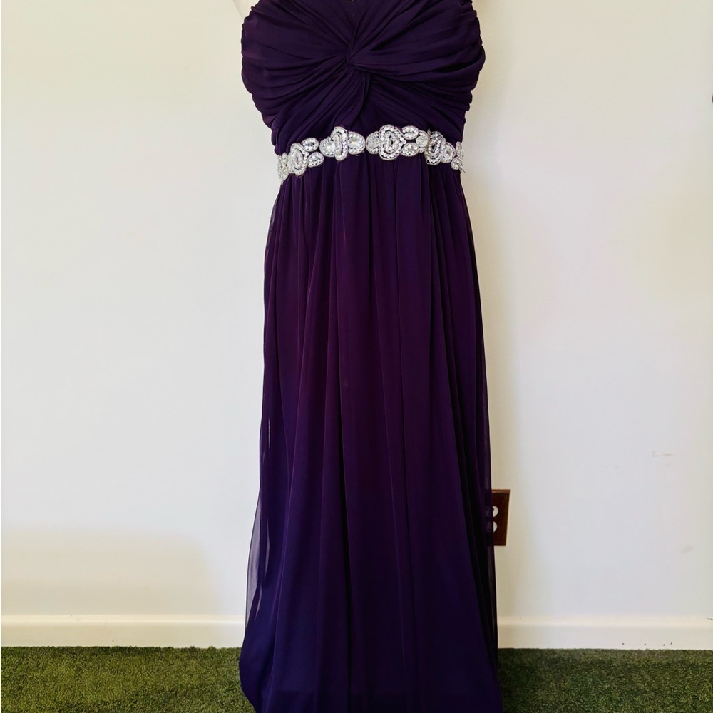 City Triangles Sz 17 Deep Purple Strapless Dress with Jewel Embellished Waist - Picture 2 of 12